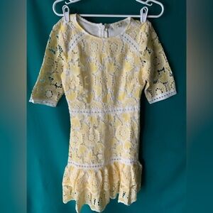 Just Me Yellow Lace Dress